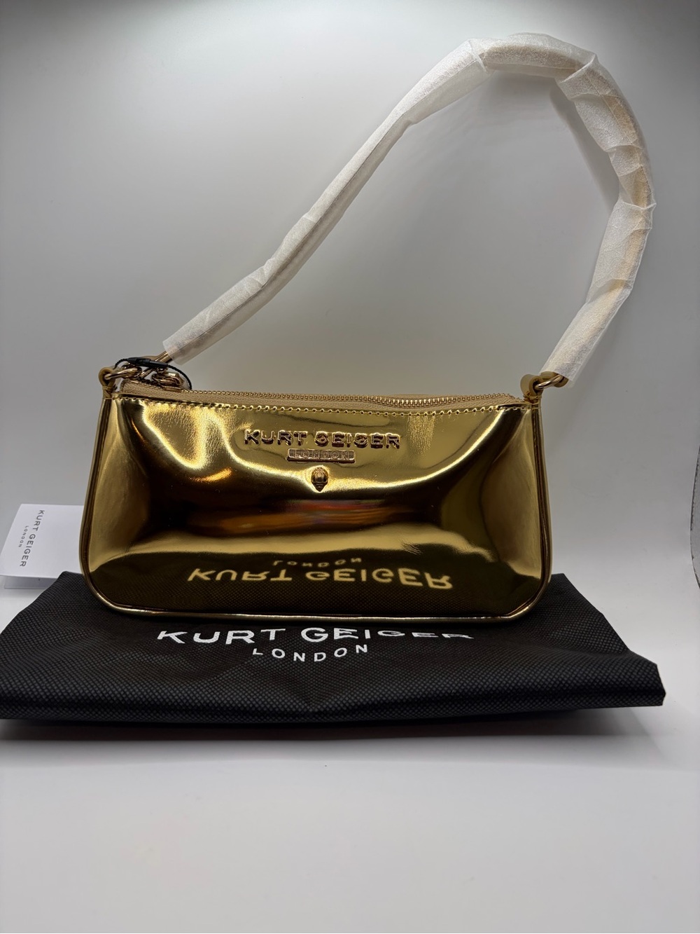 Kurt Geiger Metallic Gold Mini Shoulder Bag